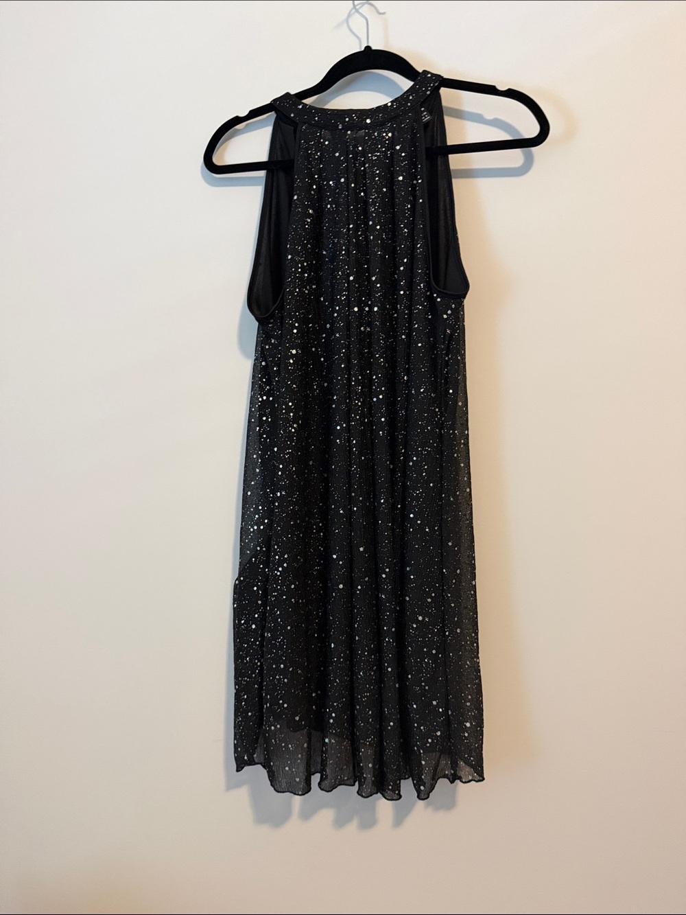 Black Sequin Halter Evening Dress